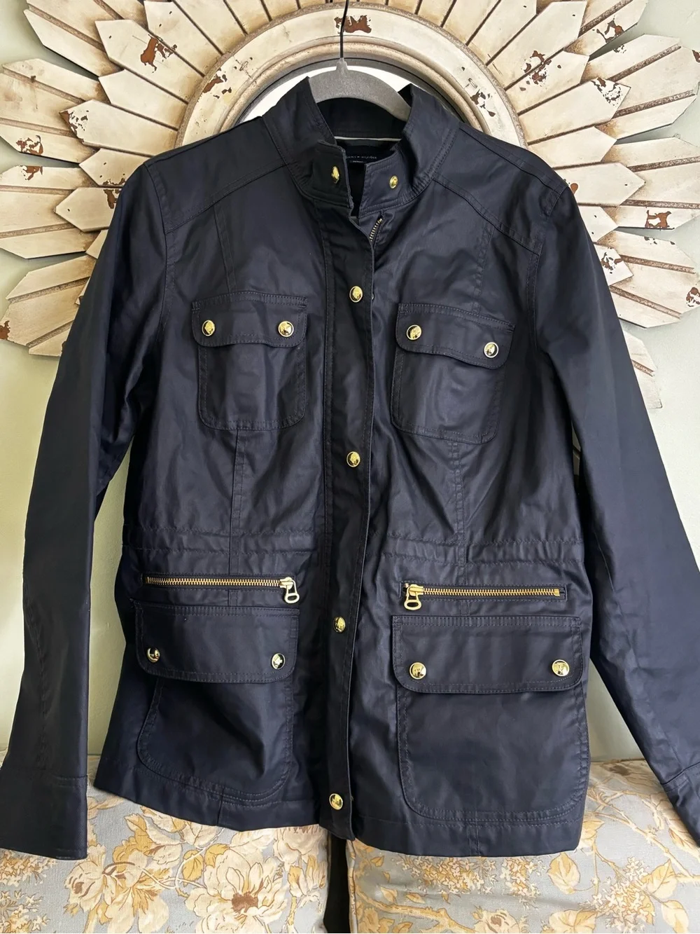 Tommy Hilfiger Navy Utility Field Jacket Gold Hardware Women’s Large